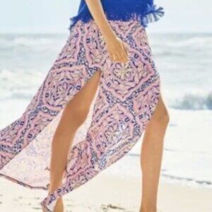 Lilly Pulitzer Ersi Maxi Skirt "Can't Resist" High Side Slits Size XS